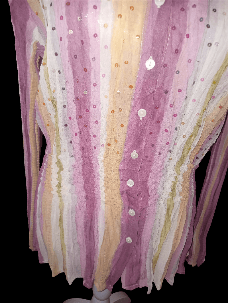 Medium Crinkle Multi Colored Ombre Long Sleeve Blouse - Inspired By You