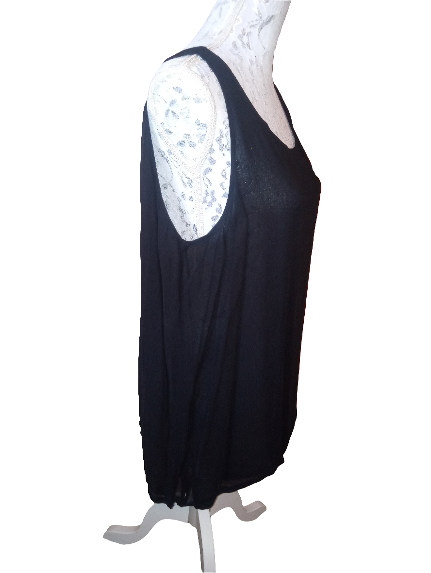 One Size Black Crinkle Tank Top