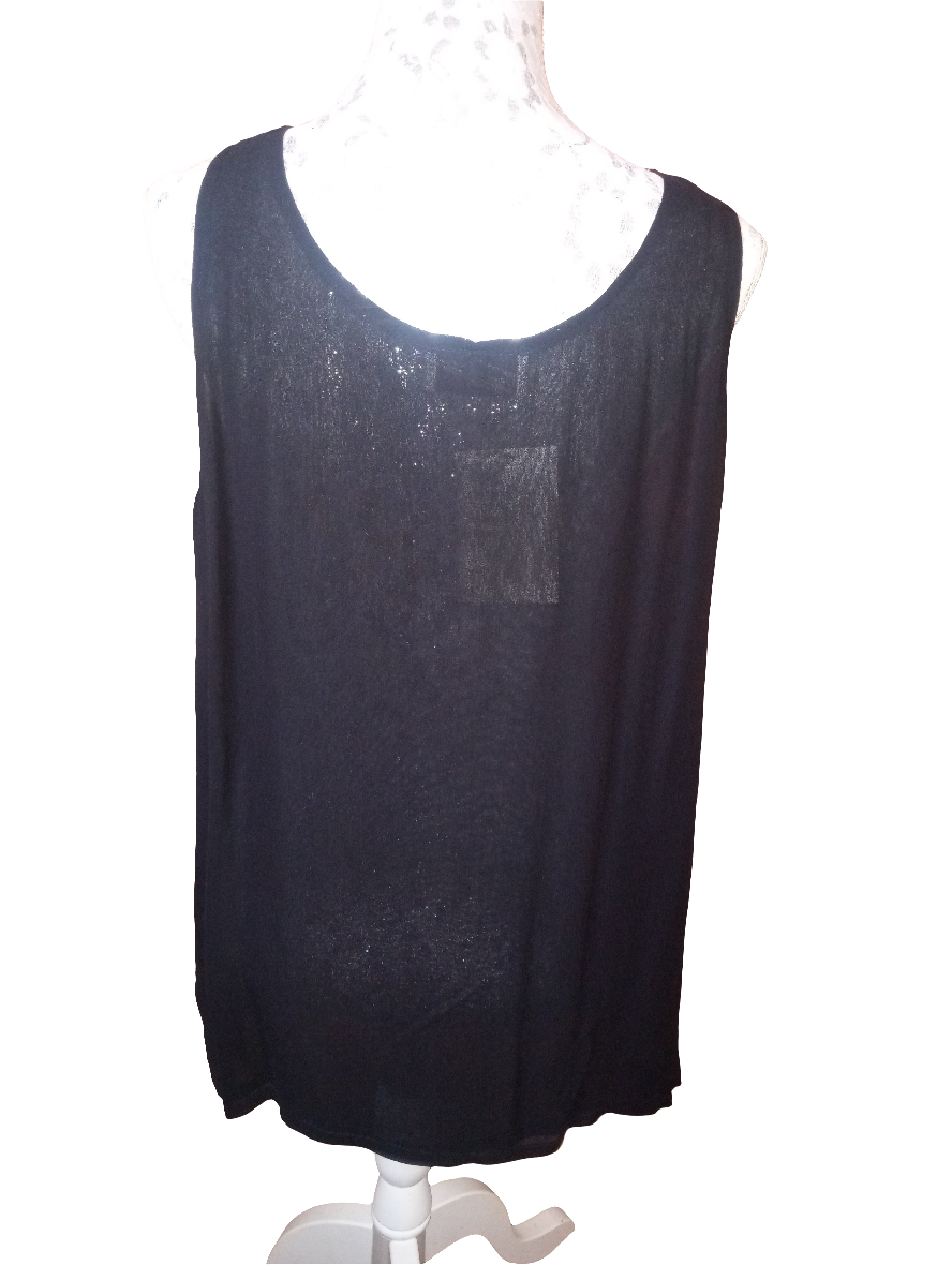 One Size Black Crinkle Tank Top
