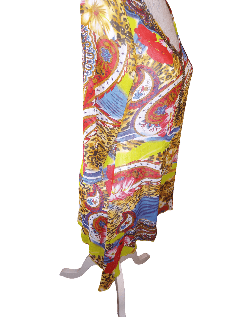 Small Multi Colored Floral Cheetah Sequin Silk Blouse - Inspired By You