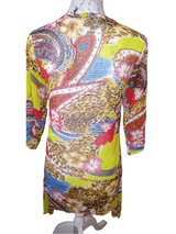 Small Multi Colored Floral Cheetah Sequin Silk Blouse Inspired By You