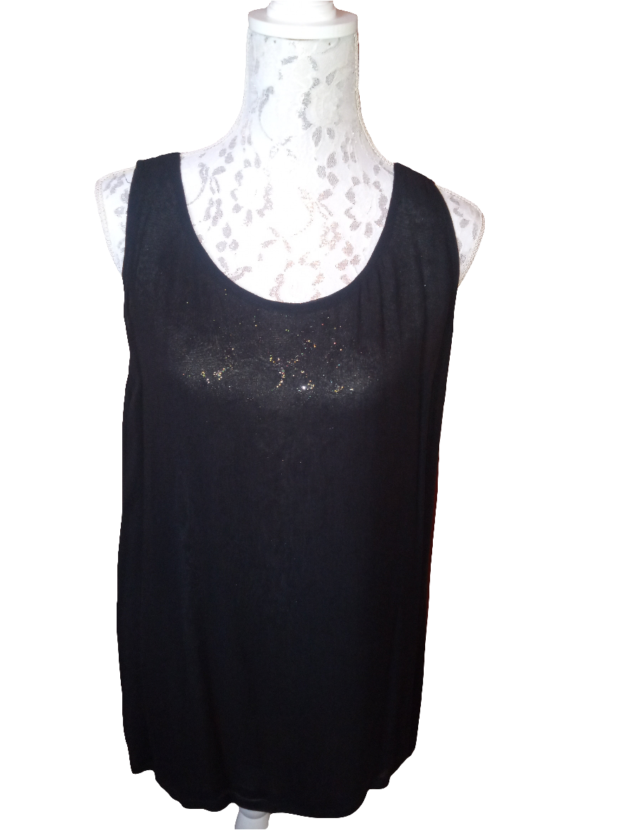 One Size Black Crinkle Tank Top
