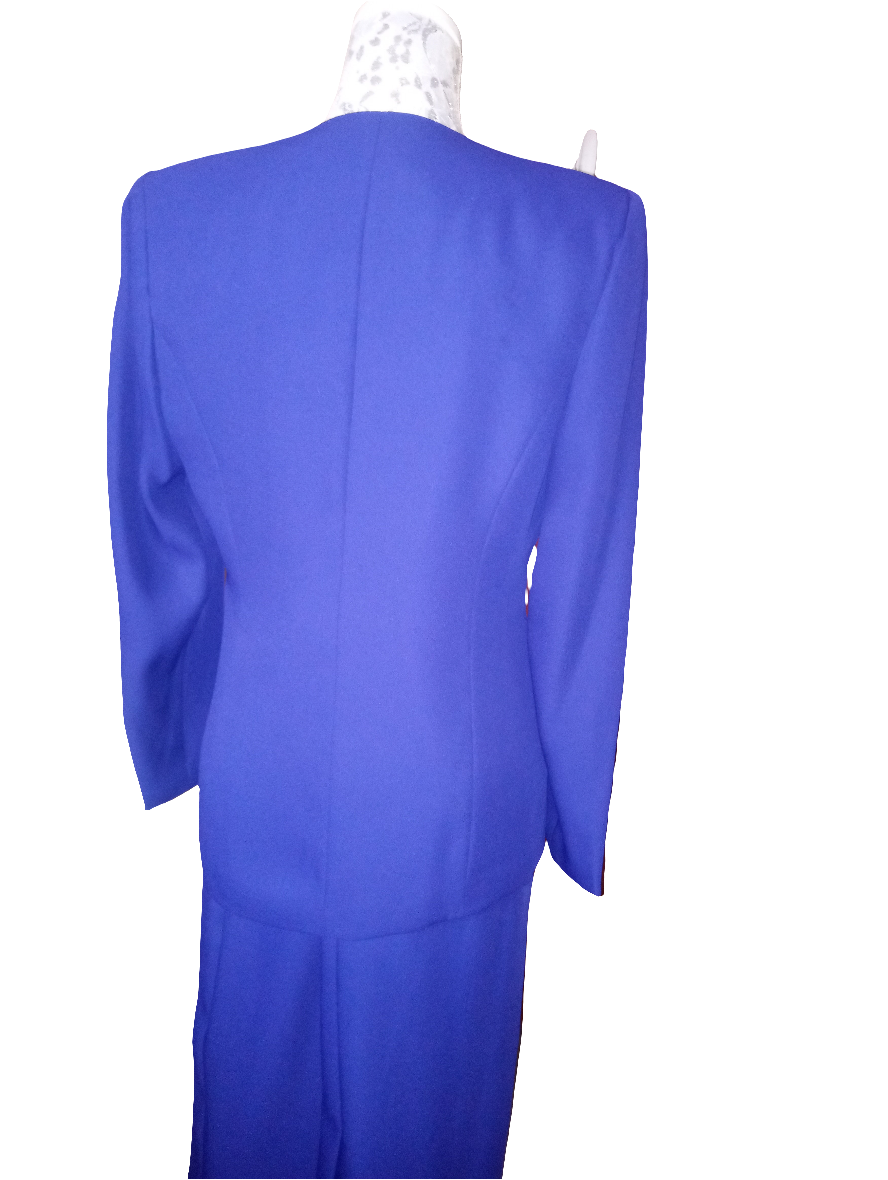 Royal Purple Embroidered Sequin Skirt Suit Size 8