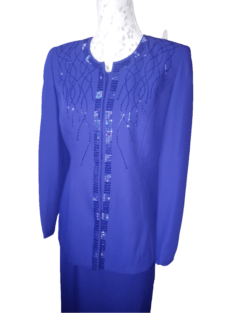Royal Purple Embroidered Sequin Skirt Suit Size 8 Inspired By You