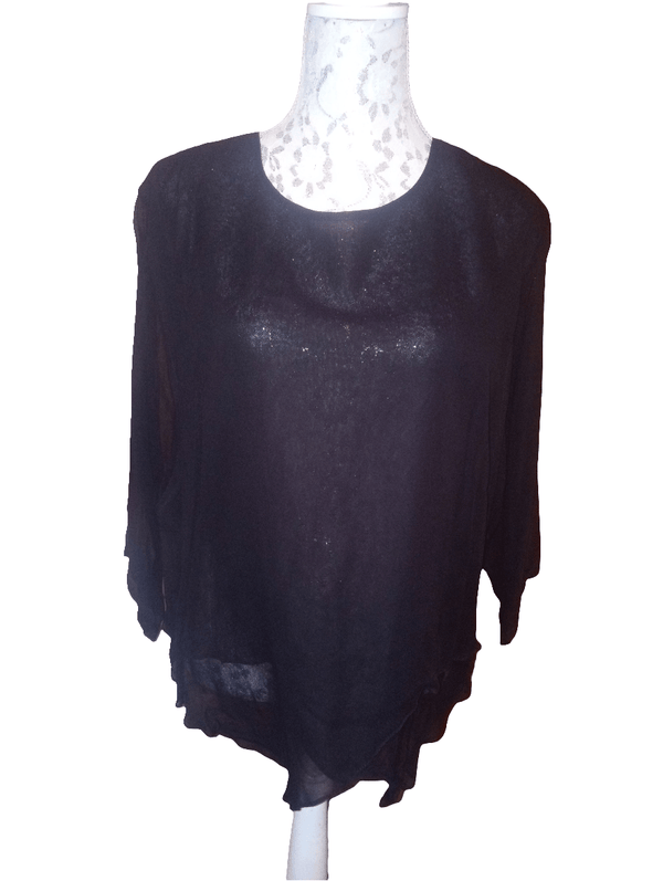 One Size Quarter Sleeve Rayon Black Blouse Inspired By You
