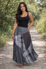 Carolina Blue+Gray Plaid Skirt Size 8 Inspired By You